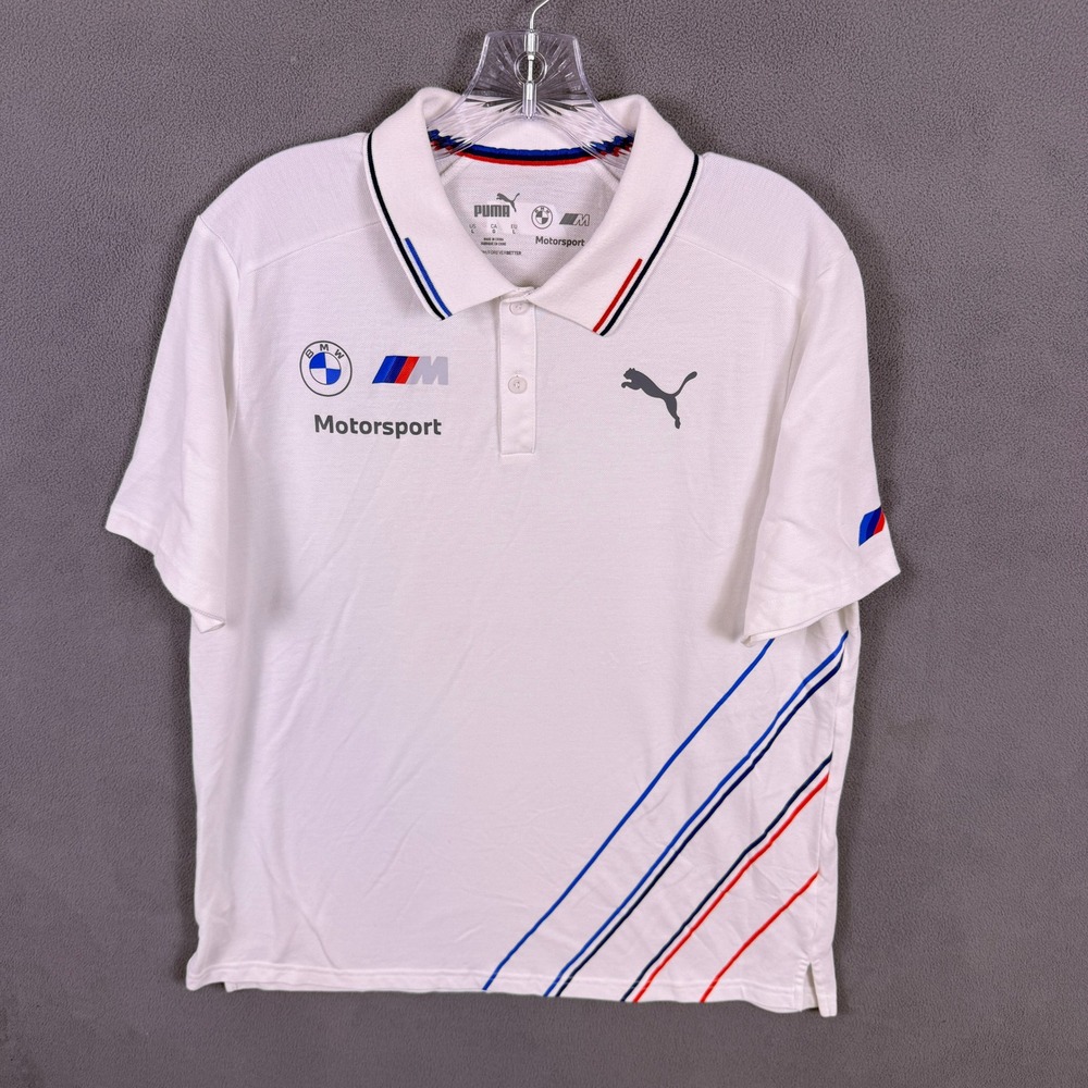 Puma BMW Motorsport Polo Shirt Mens Large White Racing M Sport Performance